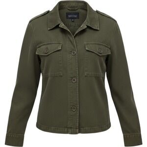 Sanctuary Lightweight Utility Olive Green Button Down Shacket Jacket Size Large